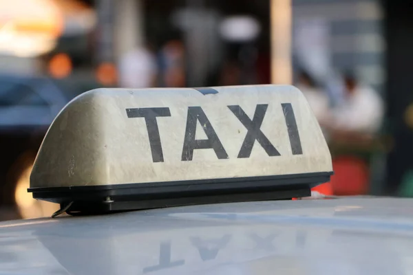 Taxi Lichtschild Oder Taxi Schild Trister Weißer Farbe Und Schwarzer — Stockfoto