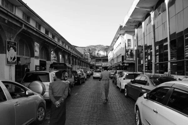 2019年2月20日 缅甸仰光 仰光Bogyoke Aung San Market或Scott Market的黑白照片 — 图库照片