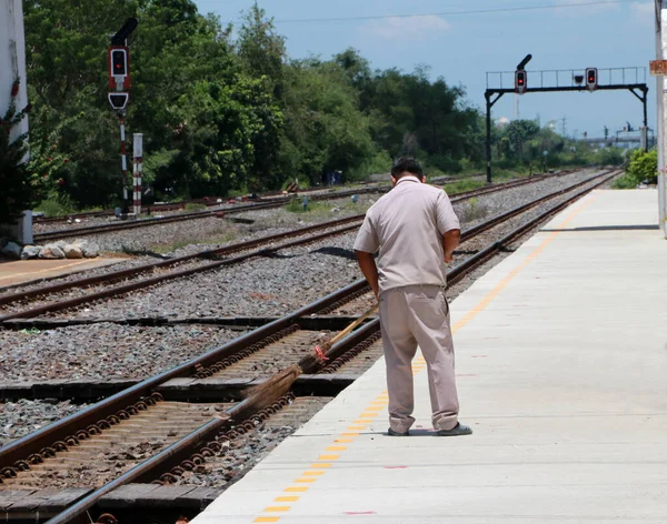 Ayutthaya Tayland Mayıs 2020 Tayland Devlet Demiryolları Personeli Bang Tren — Stok fotoğraf