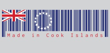 Barkod Cook Adaları bayrağının rengini belirledi, Mavi Asteğmen yıldız ve sendika bayraklarıyla birlikte. Cook Adaları 'nda üretilmiştir. satış ya da iş konsepti.