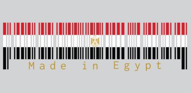Barkod Mısır bayrağının rengini belirledi, kırmızı beyaz siyah renkli ve Mısır Salahaddin kartalı. Mısır 'da üretilmiş. satış ya da iş konsepti.