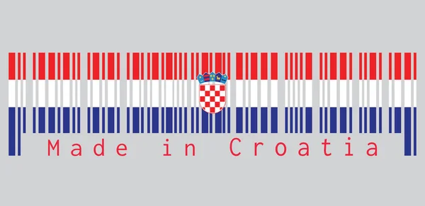 Barcode Définir Couleur Drapeau Croatie Rouge Blanc Bleu Avec Les — Image vectorielle