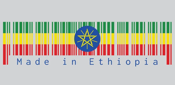 Código Barras Establece Color Bandera Etiopía Tricolor Verde Amarillo Rojo — Archivo Imágenes Vectoriales