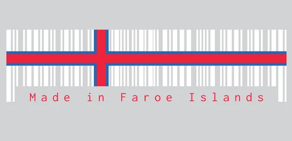 条形码设置了法罗群岛国旗的颜色 这是白色田野上蓝色的红色北欧十字 产于法罗群岛 销售或商业概念 — 图库矢量图片
