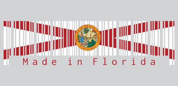 Barcode Définir Couleur Drapeau Floride Les États Amérique Sautoir Rouge — Image vectorielle