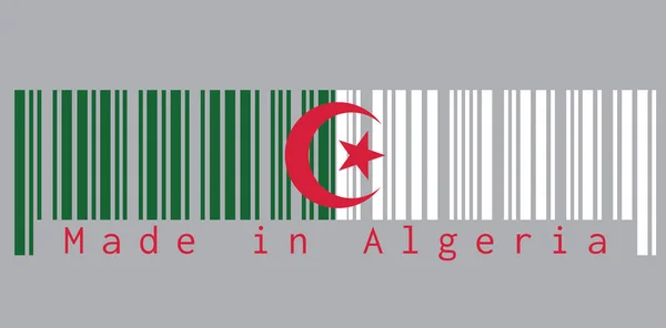 Kod Kreskowy Ustawić Kolor Flagi Algierii Zielony Biały Czerwoną Gwiazdą — Wektor stockowy