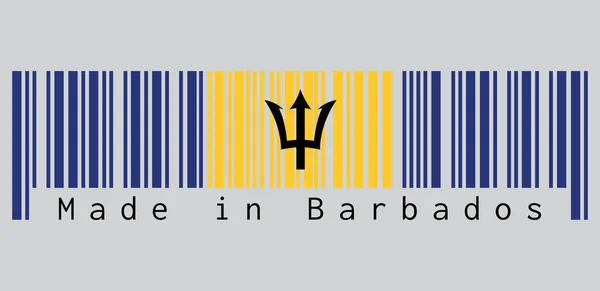 Código Barras Definir Cor Bandeira Barbados Ultramarino Vertical Cor Ouro —  Vetores de Stock