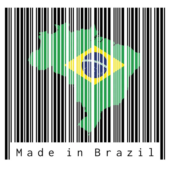 Barcode Setzt Die Form Auf Die Umrisse Der Brasilianischen Landkarte — Stockvektor