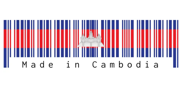 Código Barras Definir Cor Bandeira Camboja Azul Vermelho Branco Cor —  Vetores de Stock
