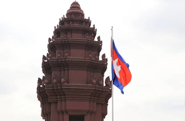 Cambodia Flag Independence Monument Phnom Penh Angkor Style Tower Built — Stock Photo, Image