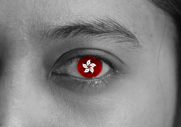 Black White Human Face Eye National Flag Hong Kong Human — Stock Photo, Image