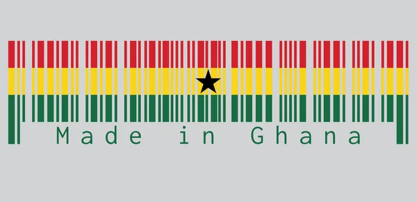 Codice Barre Impostare Colore Della Bandiera Del Ghana Tribanda Orizzontale — Vettoriale Stock