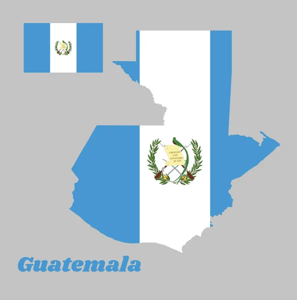 Mapa Esboço Bandeira Guatemala Nome País Cor Azul Branca Com —  Vetores de Stock