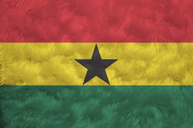 Gana 'nın havlu desenli bayrağı, Gana bayrağı kırışıklığı arka plan, siyah yıldızlı kırmızı, altın ve yeşil yatay üçgen şerit..