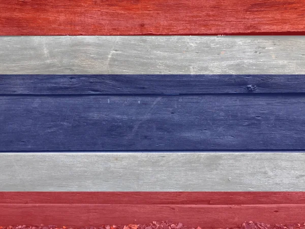 Drapeau Thaïlande Sur Fond Mural Bois Texture Drapeau Thaïlandais Grunge — Photo