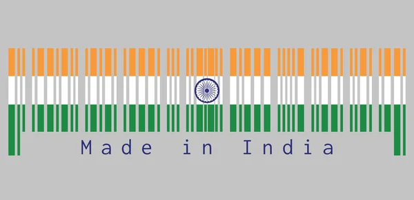 Barcode Που Χρώμα Της Ινδίας Σημαία Τρίχρωμος Της Ινδίας Σαφράν — Διανυσματικό Αρχείο