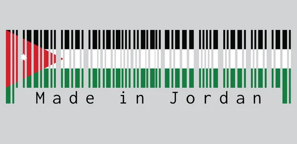 Čárový Kód Nastavuje Barvu Jordánské Vlajky Vodorovný Kmen Černé Bílé — Stockový vektor