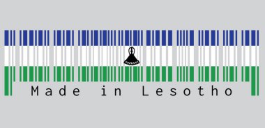 Barkod Lesotho bayrağının rengini siyah mokorotlo (Basotho şapkası) ile mavi, beyaz ve yeşil olarak belirledi. Lesotho yapımı. satış ya da iş konsepti.