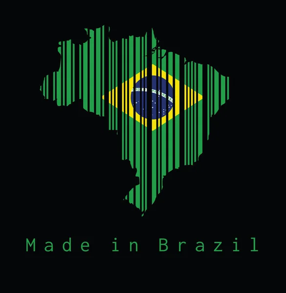 Barcode Setzt Die Form Auf Die Umrisse Der Brasilianischen Landkarte — Stockvektor