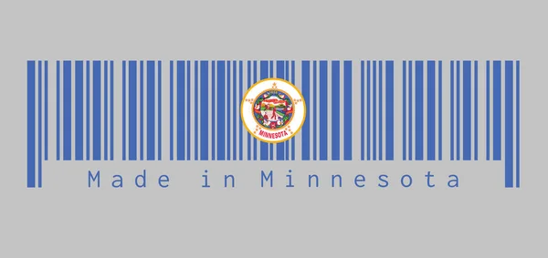Code Barres Définir Couleur Drapeau Minnesota Sceau État Sur Champ — Image vectorielle