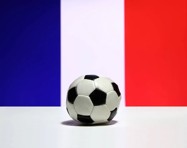 Pequeno Futebol Chão Branco Tri Cor Azul Branco Vermelho Cor — Fotografia de Stock
