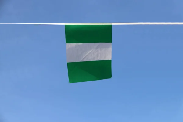 Mini Fabric Rail Flag Nigeria Flag Has Three Vertical Bands — Stock Photo, Image