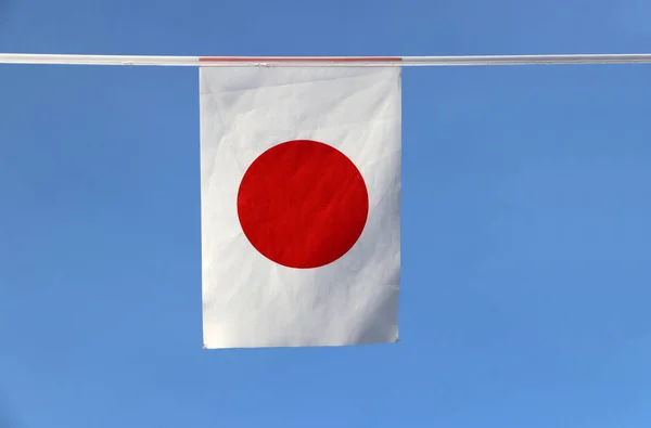 Mini Bandeira Trilho Tecido Japão Uma Bandeira Branca Retangular Com — Fotografia de Stock