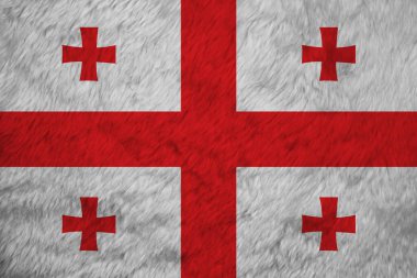 Gürcistan kumaş desenli bayrak, Gürcistan bayrağı kırışıklığı, beyaz dikdörtgen, büyük bir kırmızı haç. Dört köşede dört Bolnur-Katskhuri kavşağı..