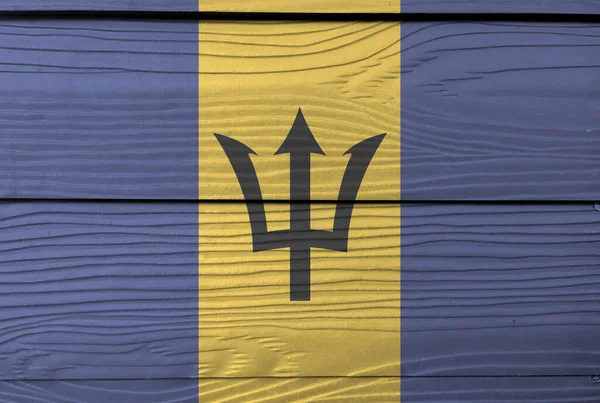 Vlag Van Barbados Houten Muurachtergrond Grunge Barbados Vlag Textuur Een — Stockfoto
