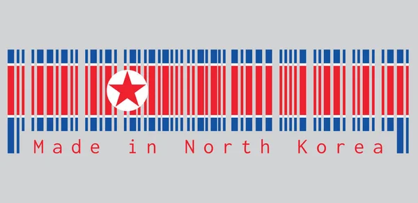 Código Barras Definir Cor Bandeira Coreia Norte Horizontal Vermelho Branco —  Vetores de Stock