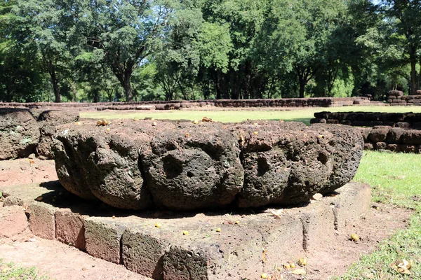 Laterite Flor Lótus Pedra Esculpida Sítio Arqueológico Srithep Cidade Antiga — Fotografia de Stock