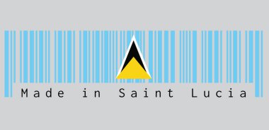 Barkod Saint Lucia bayrağının rengini belirledi, açık mavi bir alan, altın siyah ve beyaz üçgenli. Saint Lucia 'da yapılmış. satış ya da iş konsepti.