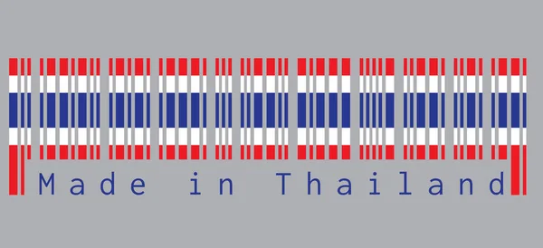 Barcode Setzen Sie Die Farbe Der Thailändischen Flagge Blau Rot — Stockvektor