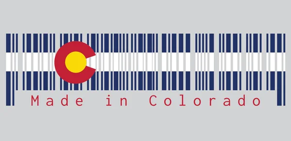 Barcode Définir Couleur Drapeau Colorado Trois Bandes Horizontales Bleu Blanc — Image vectorielle