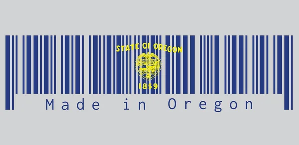 Barcode Définir Couleur Drapeau Oregon Sceau Oregon Sur Champ Azur — Image vectorielle