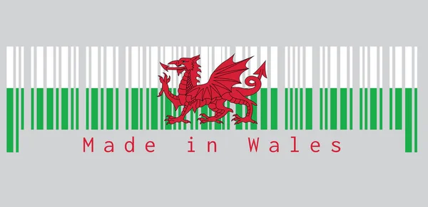 Barcode Set Color Wales Flag Consists Red Dragon Passant Green — Stock Vector
