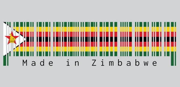 Codice Barre Impostare Colore Della Bandiera Dello Zimbabwe Sette Strisce — Vettoriale Stock