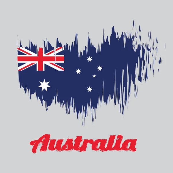 Pinsel Stil Farbe Flagge Australiens Blau Rot Und Weiß Mit — Stockvektor
