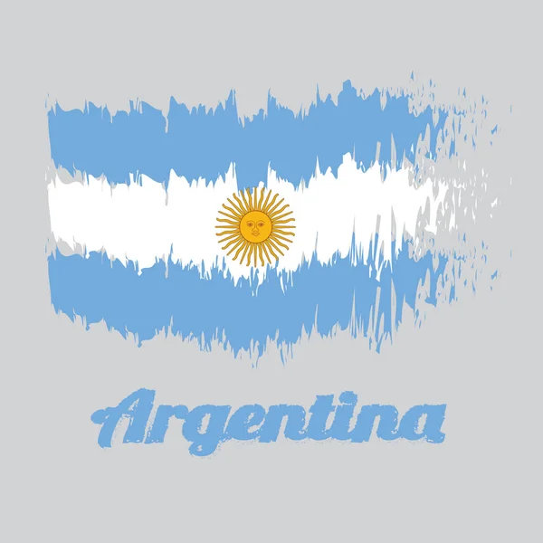 Bandera Color Estilo Pincel Argentina Una Tribanda Horizontal Color Azul — Vector de stock