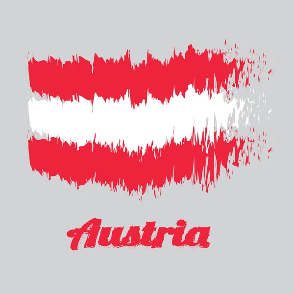 Bandiera Colori Stile Pennello Dell Austria Una Tribanda Orizzontale Rosso — Vettoriale Stock