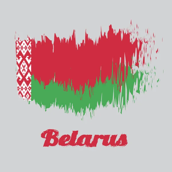 Style Brosse Drapeau Couleur Biélorussie Bicolore Horizontal Rouge Sur Vert — Image vectorielle