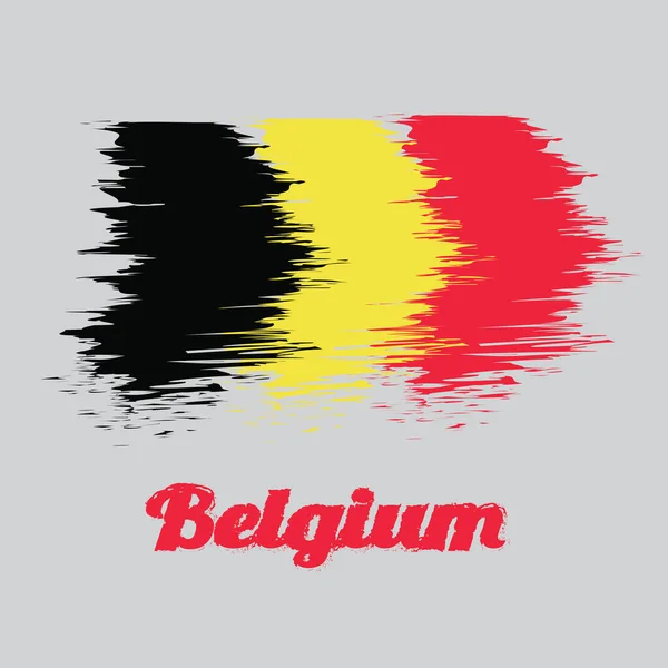Brush Style Color Flag Belgium Vertical Tricolor Black Yellow Red — Stock Vector