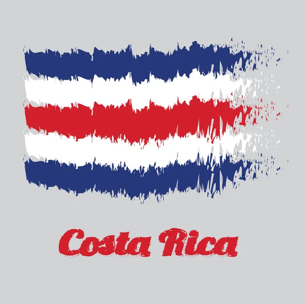 Pennello Bandiera Colori Stile Costa Rica Colore Blu Rosso Bianco — Vettoriale Stock