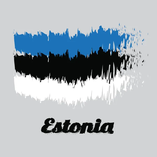 Brush Style Color Flag Estonia Horizontal Triband Blue Black White — Stock Vector