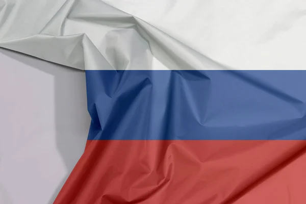 Rusland Stof Vlag Crêpe Vouw Met Witte Ruimte Het Een — Stockfoto