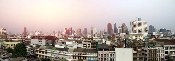 Panorama Utsikt Landskap Bangrak Bangkok Stad Med Massor Byggnad — Stockfoto