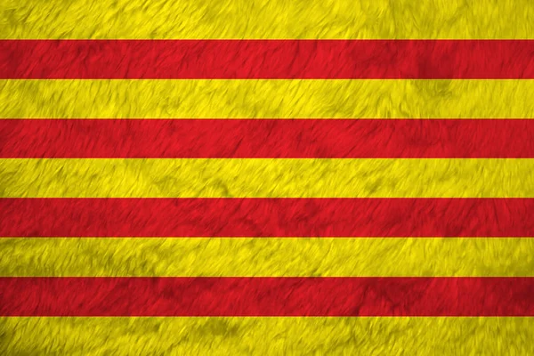 Katalonya Nın Havlu Desenli Bayrağı Katalunya Bayrağının Kırışıklığı Altın Arkaplanda — Stok fotoğraf