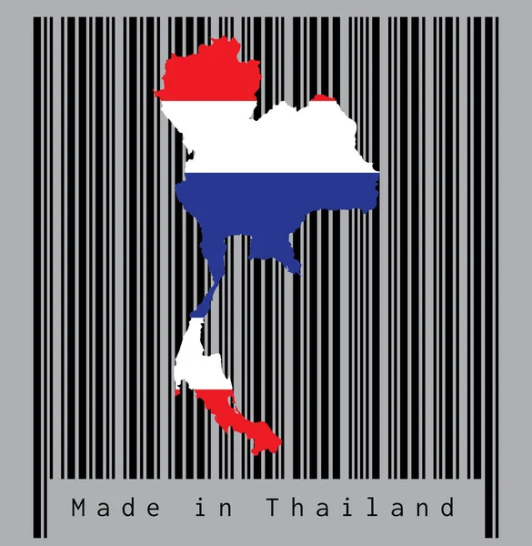 Mapa Esboço Bandeira Tailândia Azul Vermelho Branco Sobre Código Barras —  Vetores de Stock