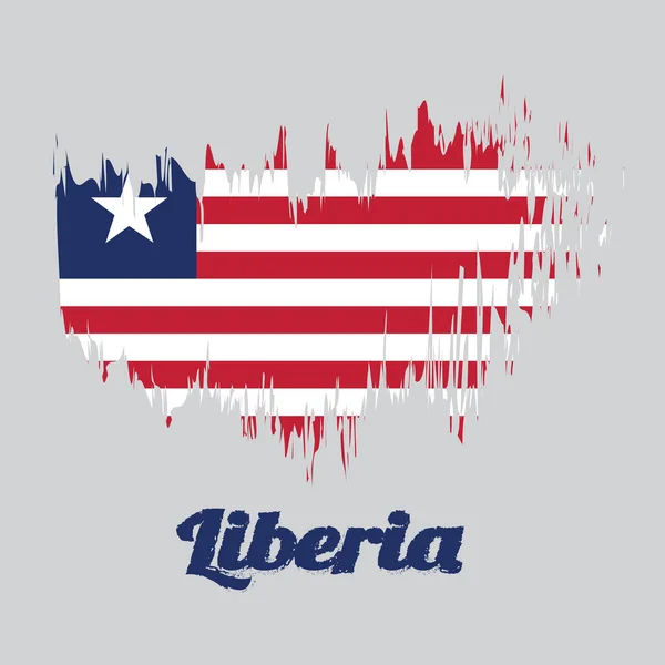 Bandiera Colori Stile Pennello Della Liberia Undici Strisce Orizzontali Rosso — Vettoriale Stock