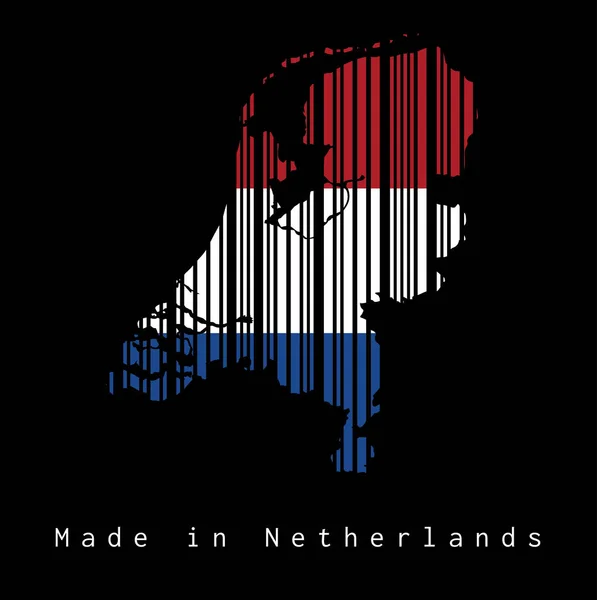 Barcode Set Shape Netherlands Map Outline Flag Red White Blue — Stock Vector